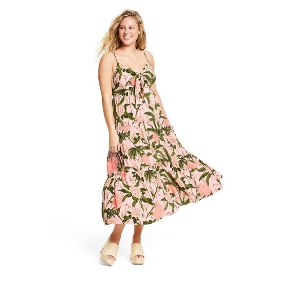 Agua Bendita x Target Women's Peony Botanical Print Tie-Front Midi Dress - Picture 4 of 7
